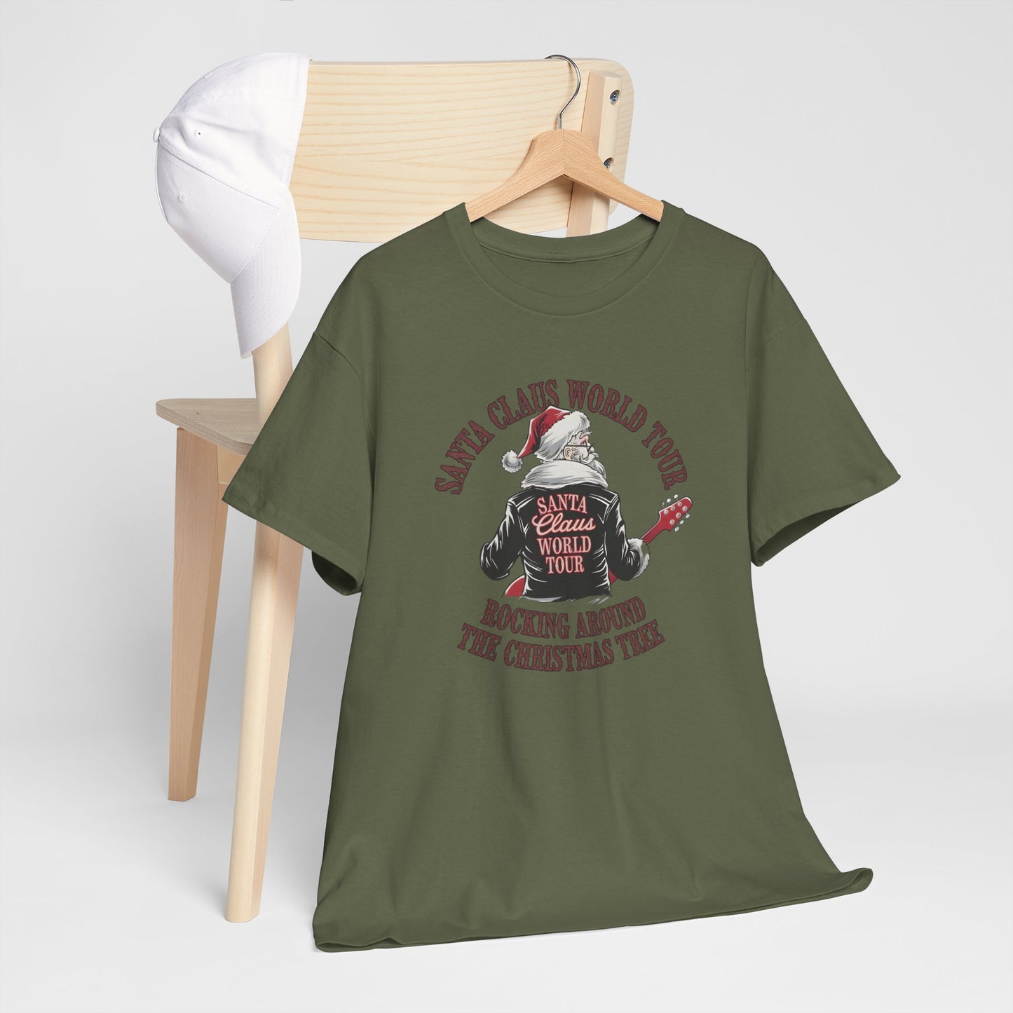 Santa Claus World Tour Unisex Heavy Cotton Tee - sizes S - 3X - Rocking around the Christmas Tree