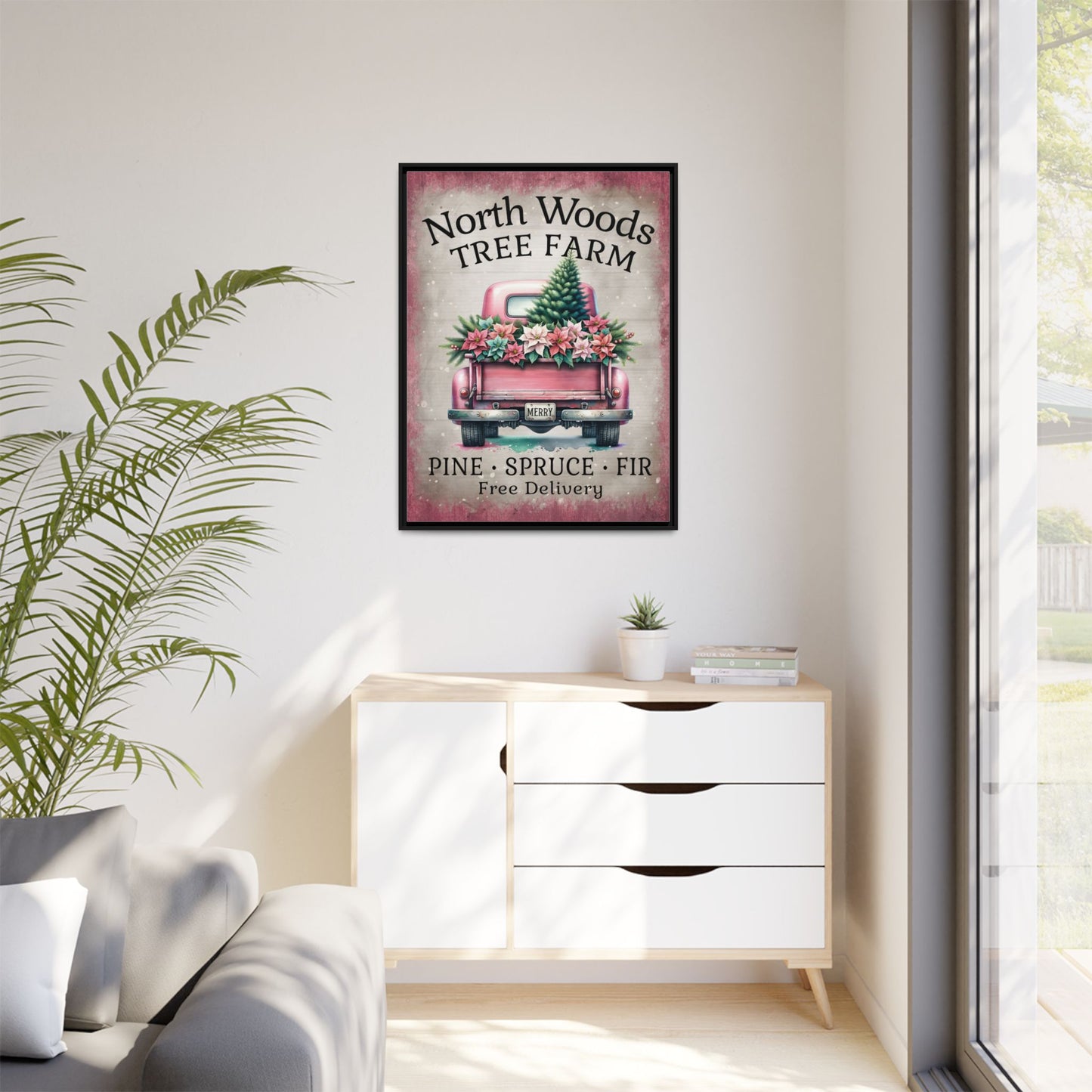 North Woods Tree Farm Matte Canvas, Framed (Multi-color)