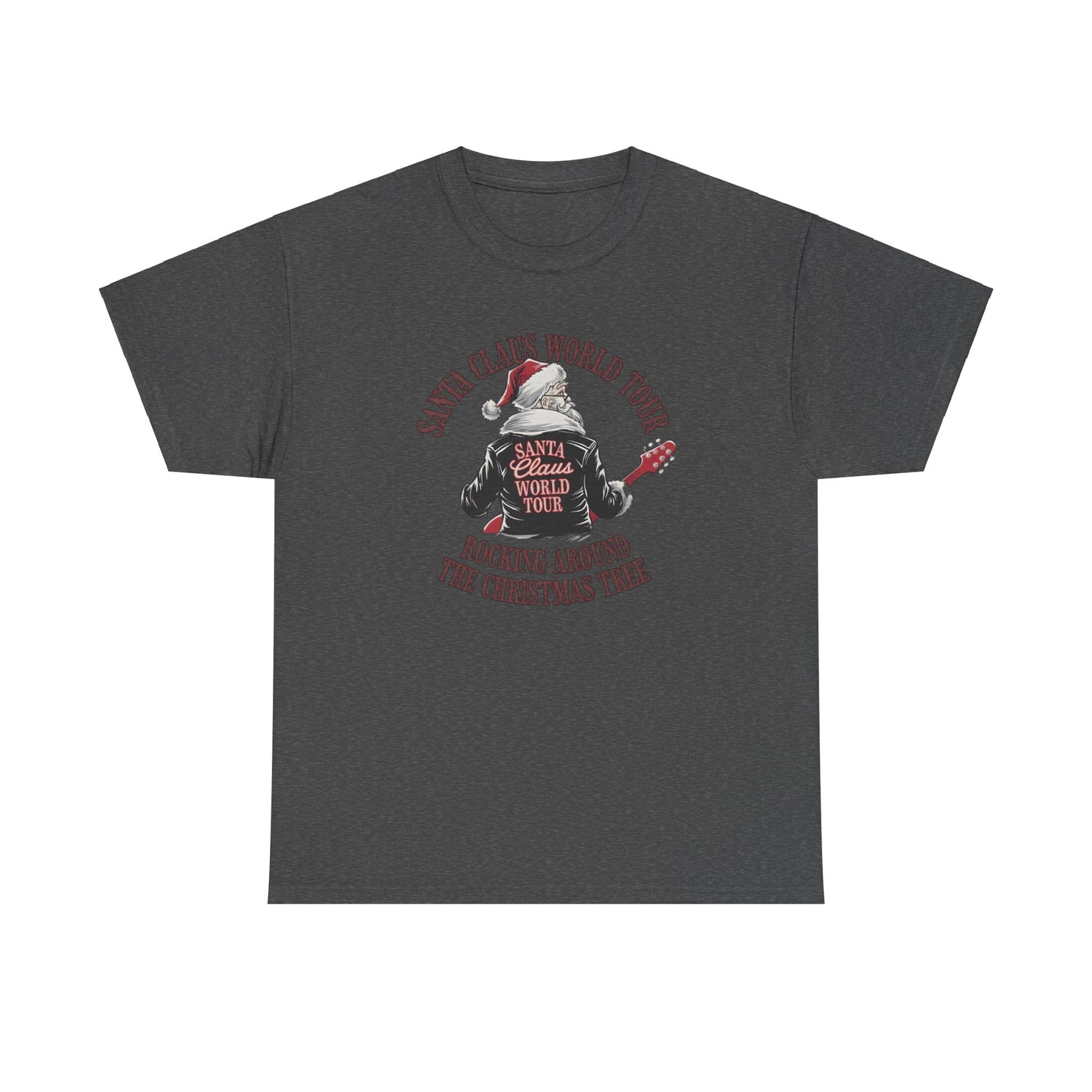 Santa Claus World Tour Unisex Heavy Cotton Tee - sizes S - 3X - Rocking around the Christmas Tree