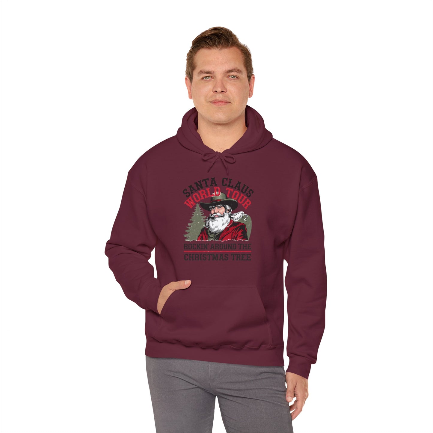 Santa Claus World Tour Unisex Heavy Blend™ Hooded Sweatshirt - sizes S - 3X - Rocking Around the Christmas Tree