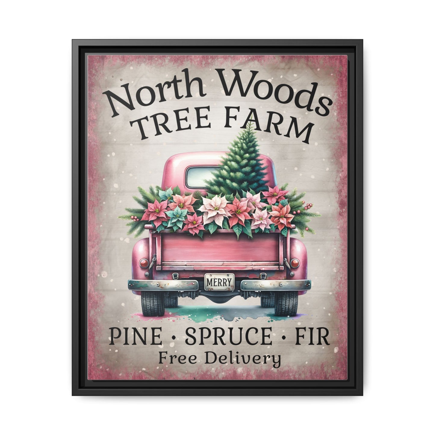 North Woods Tree Farm Matte Canvas, Framed (Multi-color)