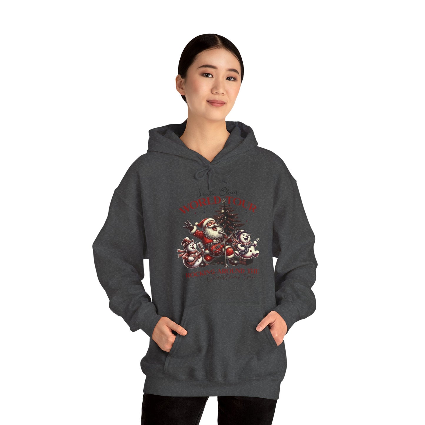 Santa Rocking Around the Christmas Tree Unisex Heavy Blend™ Hooded Sweatshirt - sizes S -3X