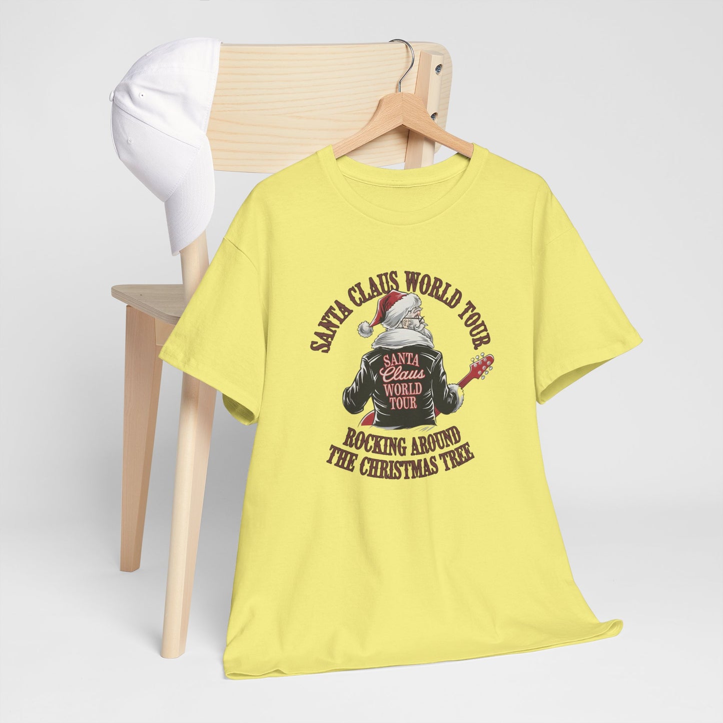 Santa Claus World Tour Unisex Heavy Cotton Tee - sizes S - 3X - Rocking around the Christmas Tree