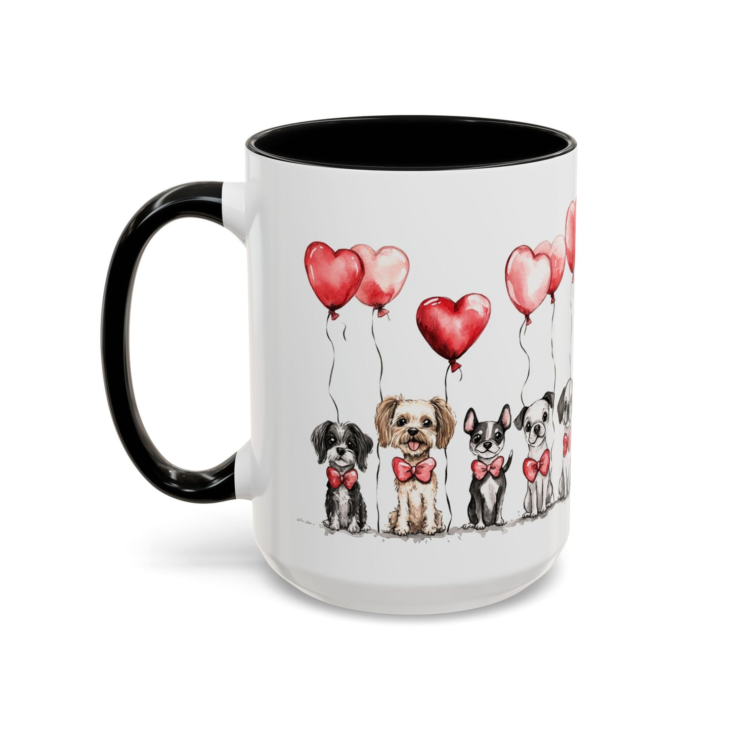 Coffee Mug - Puppy Love Valentine's Day, Cute Dogs and Heart Balloons, 11oz and 15oz, Ceramic