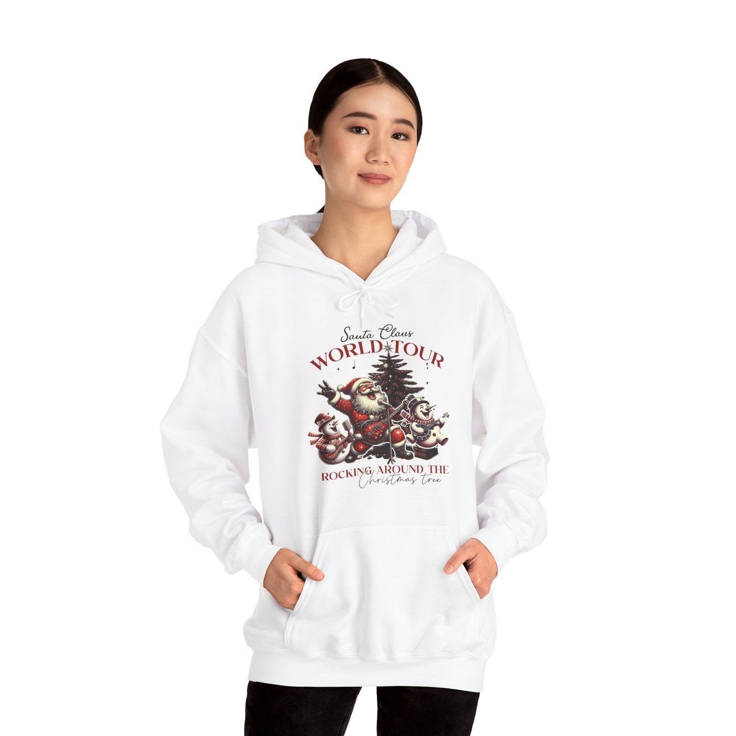 Santa Rocking Around the Christmas Tree Unisex Heavy Blend™ Hooded Sweatshirt - sizes S -3X