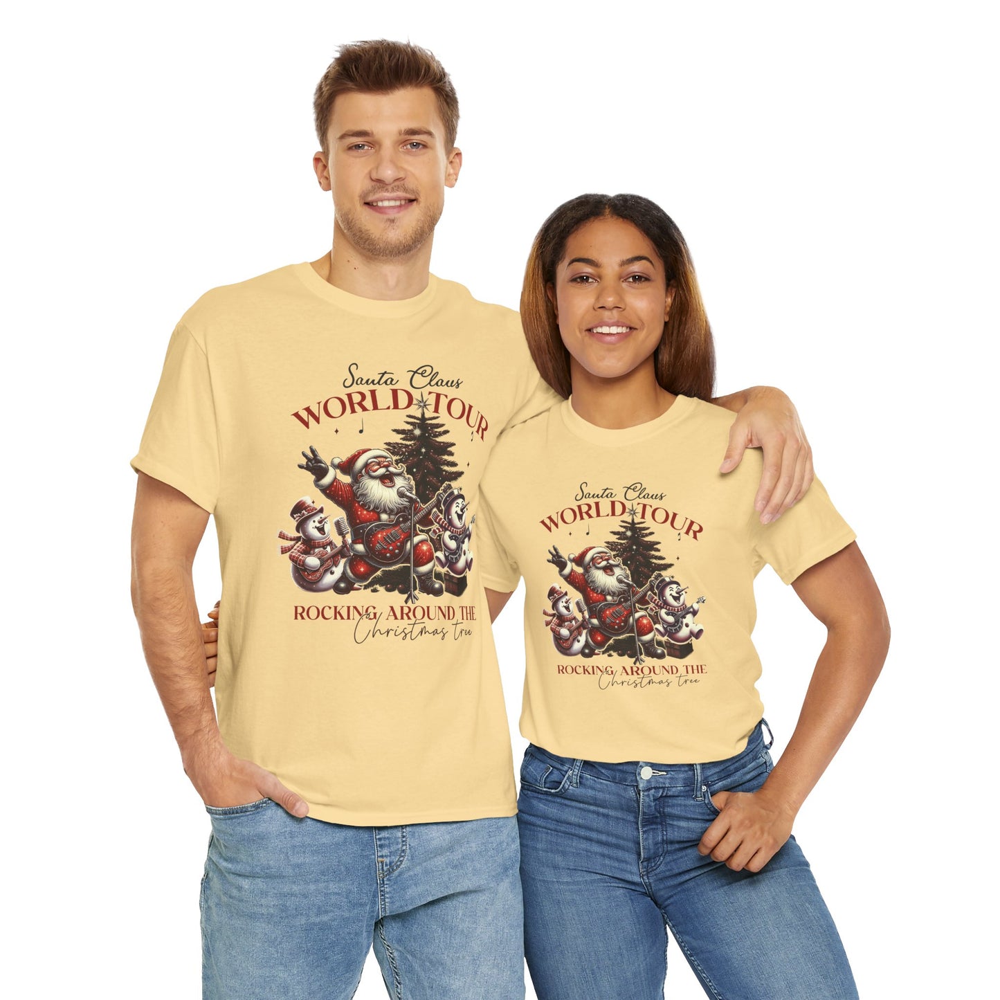 Santa Rocking around the Christmas Tree Unisex Heavy Cotton T-shirt - size S - 5X