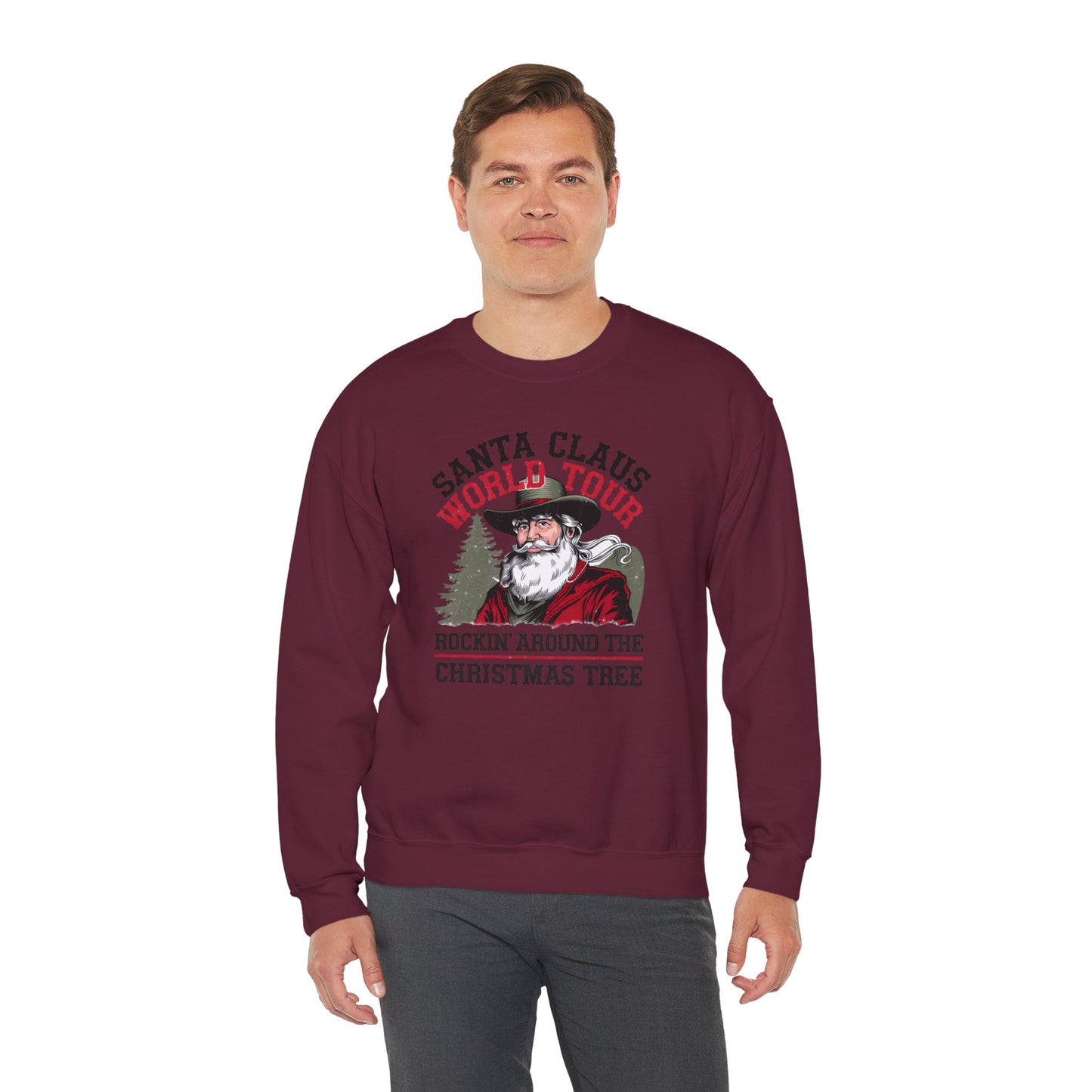 Santa Claus World Tour Unisex Heavy Blend™ Crewneck Sweatshirt - sizes S - 3X - Rocking around the Christmas Tree