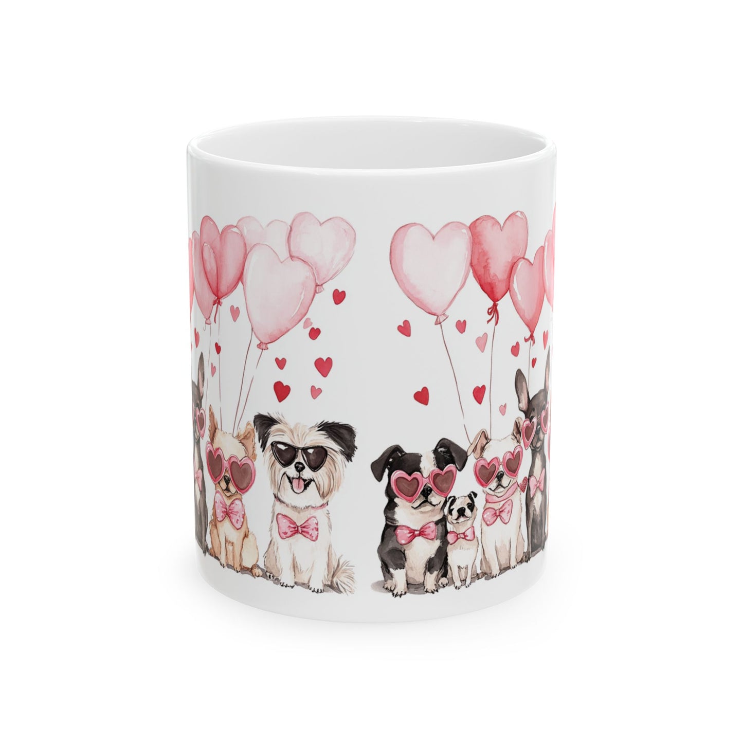 Puppy Love Valentine's Day Ceramic Mug, (11oz, 15oz) - all white