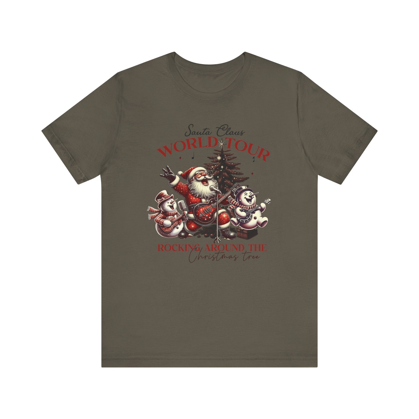 Santa Rocking Around the Christmas Tree Unisex Jersey Short Sleeve T-shirt - sizes S - 3X