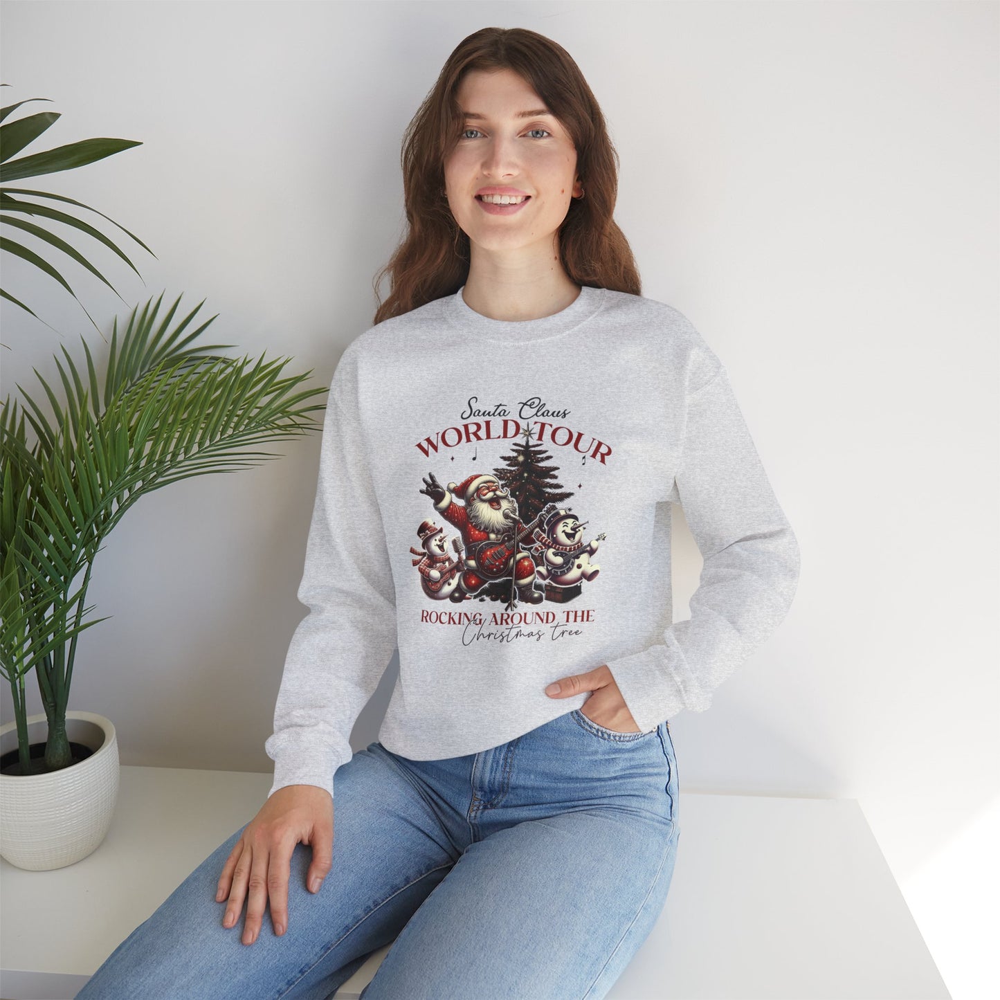 Santa Rocking Around the Christmas Tree Unisex Heavy Blend™ Crewneck Sweatshirt - size S - 3X