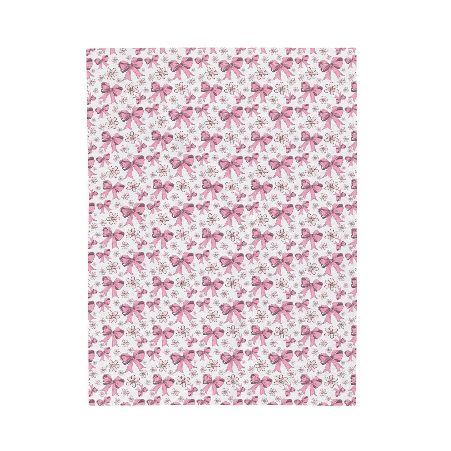 Velveteen Blanket - Pink Bows, Warm & Cozy - 3 sizes