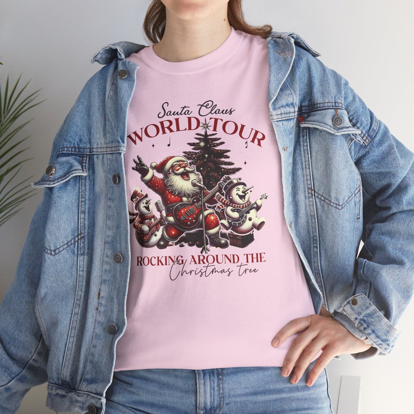 Santa Rocking around the Christmas Tree Unisex Heavy Cotton T-shirt - size S - 5X