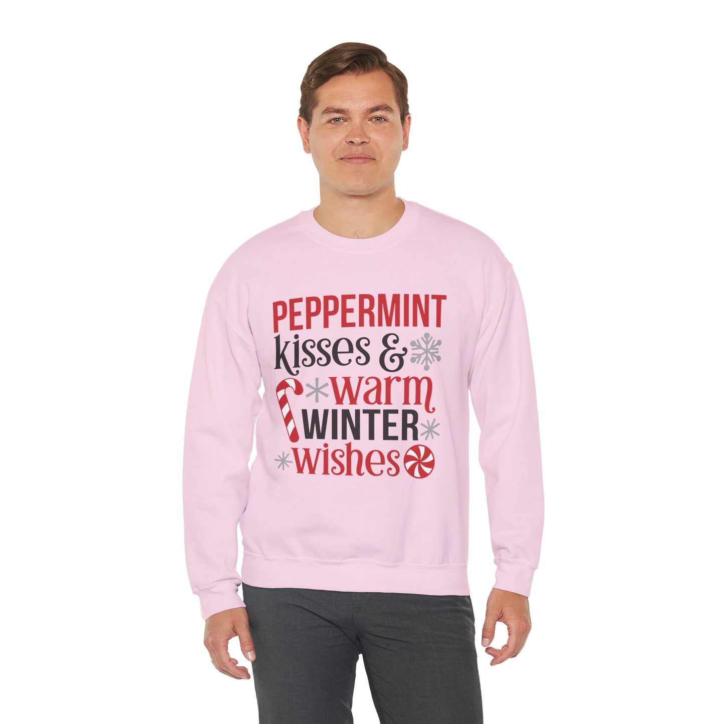 Peppermint Kisses and Warm Winter Wishes Unisex Heavy Blend™ Crewneck Sweatshirt - sizes S - 3X
