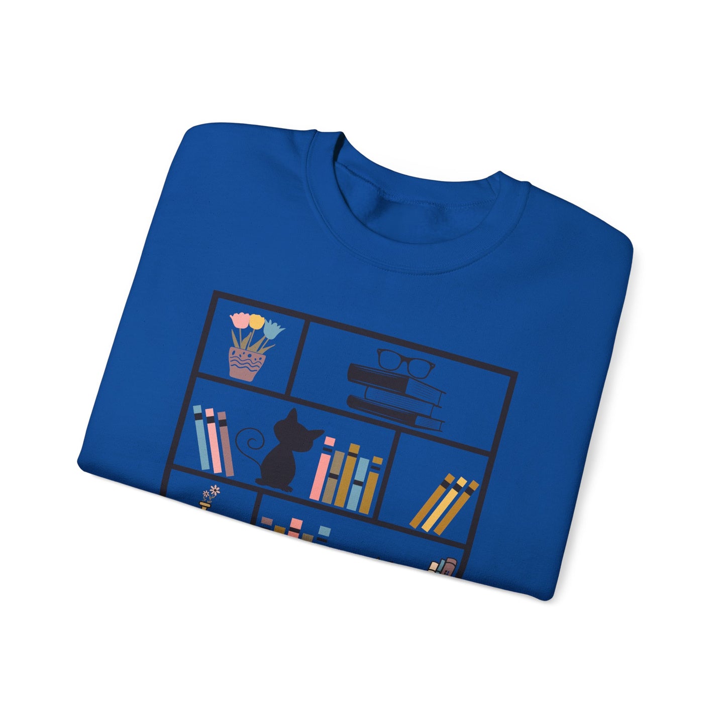 Unisex Heavy Blend™ Crewneck Sweatshirt - cute bookshelf with cat - sizes S - 3X
