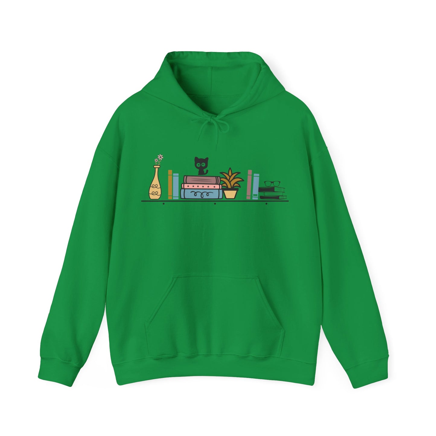 Unisex Heavy Blend™ Hooded Sweatshirt - cut cat sitting on shelf with books - S - 5X