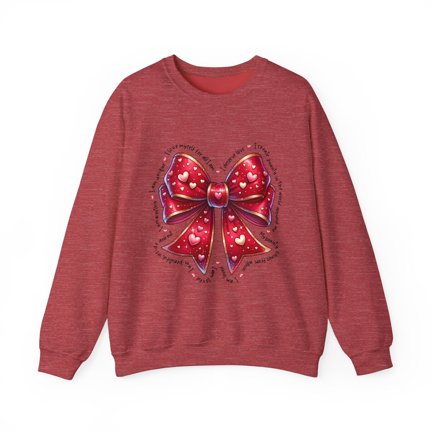 Bow Unisex Heavy Blend Crewneck Sweatshirt - Valentine's Day Warm & Cozy Girly Design