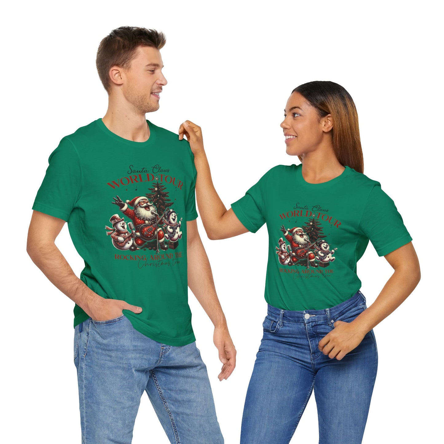 Santa Rocking Around the Christmas Tree Unisex Jersey Short Sleeve T-shirt - sizes S - 3X