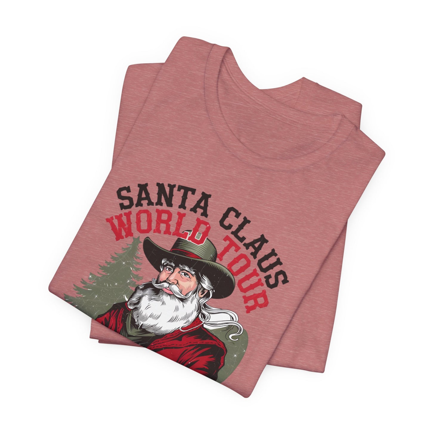 Santa's World Tour Rocking around the Christmas Tree Unisex Jersey Short Sleeve Tee - sizes S - 3X