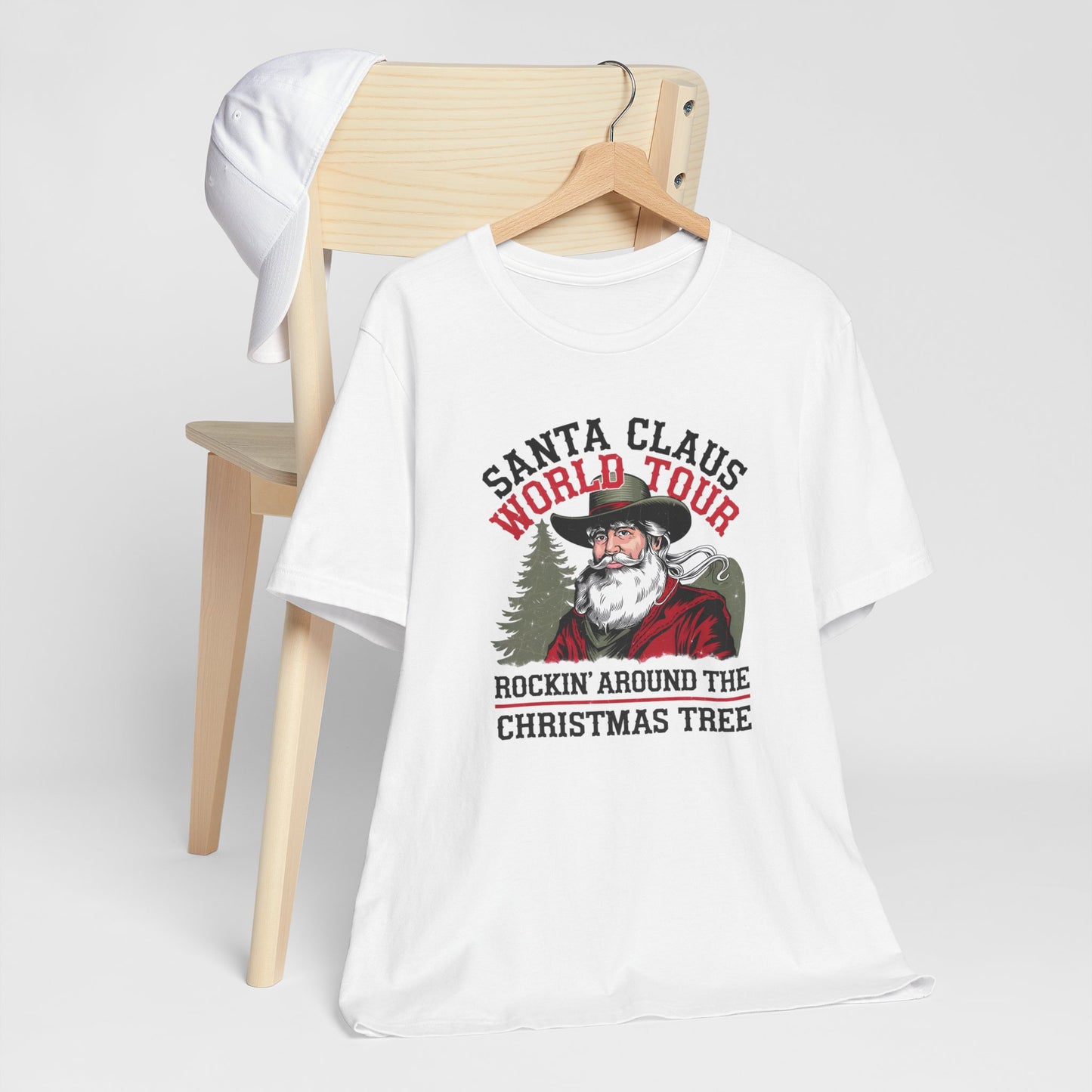 Santa Claus World tour Unisex Jersey Short Sleeve Tee - sizes S - 3X - Rocking around the Christmas Tree