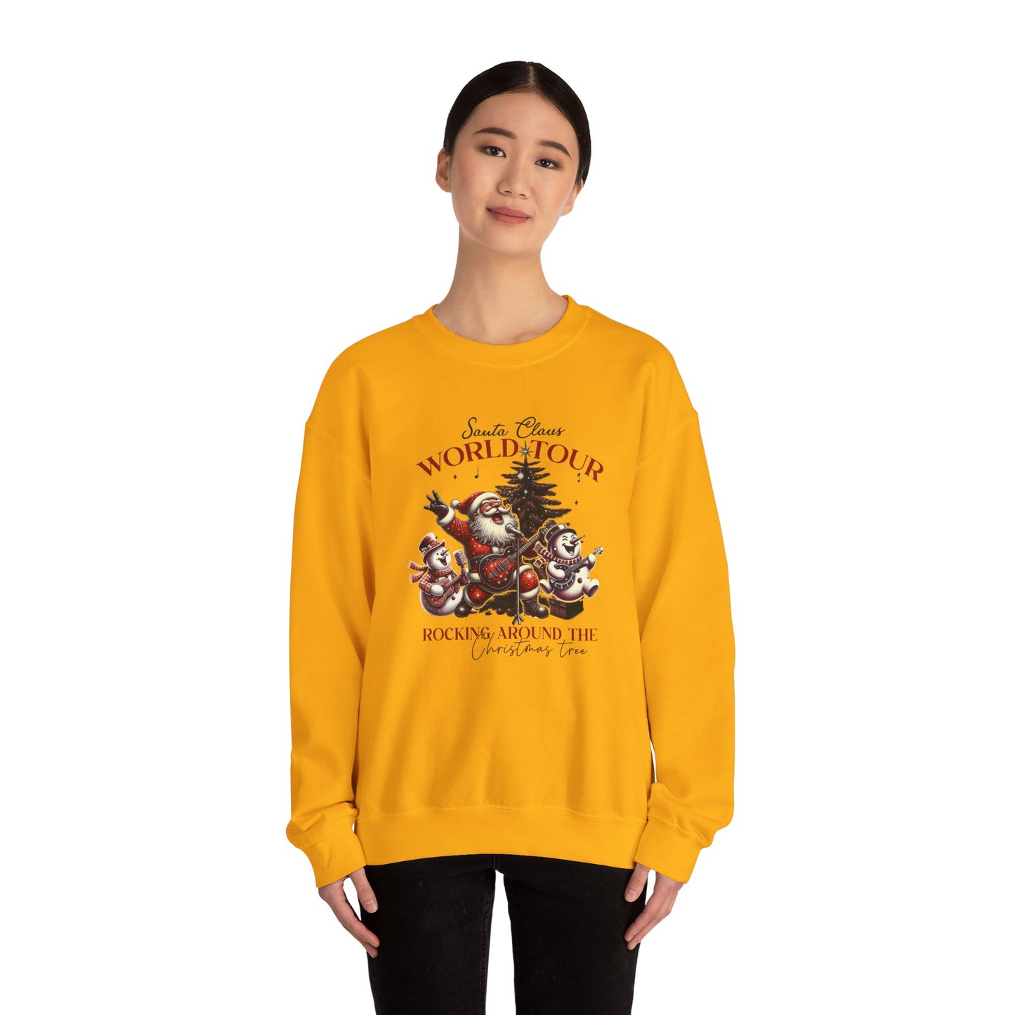 Santa Rocking Around the Christmas Tree Unisex Heavy Blend™ Crewneck Sweatshirt - size S - 3X