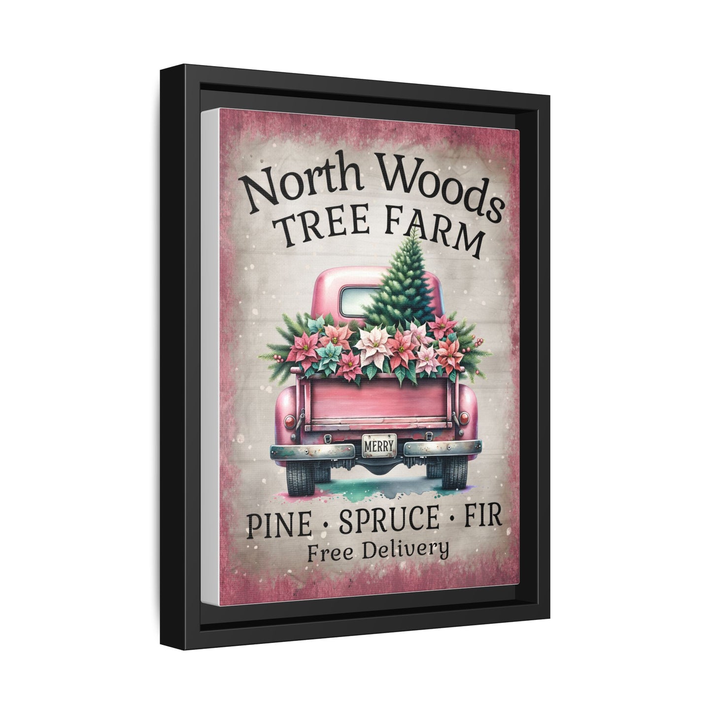 North Woods Tree Farm Matte Canvas, Framed (Multi-color)
