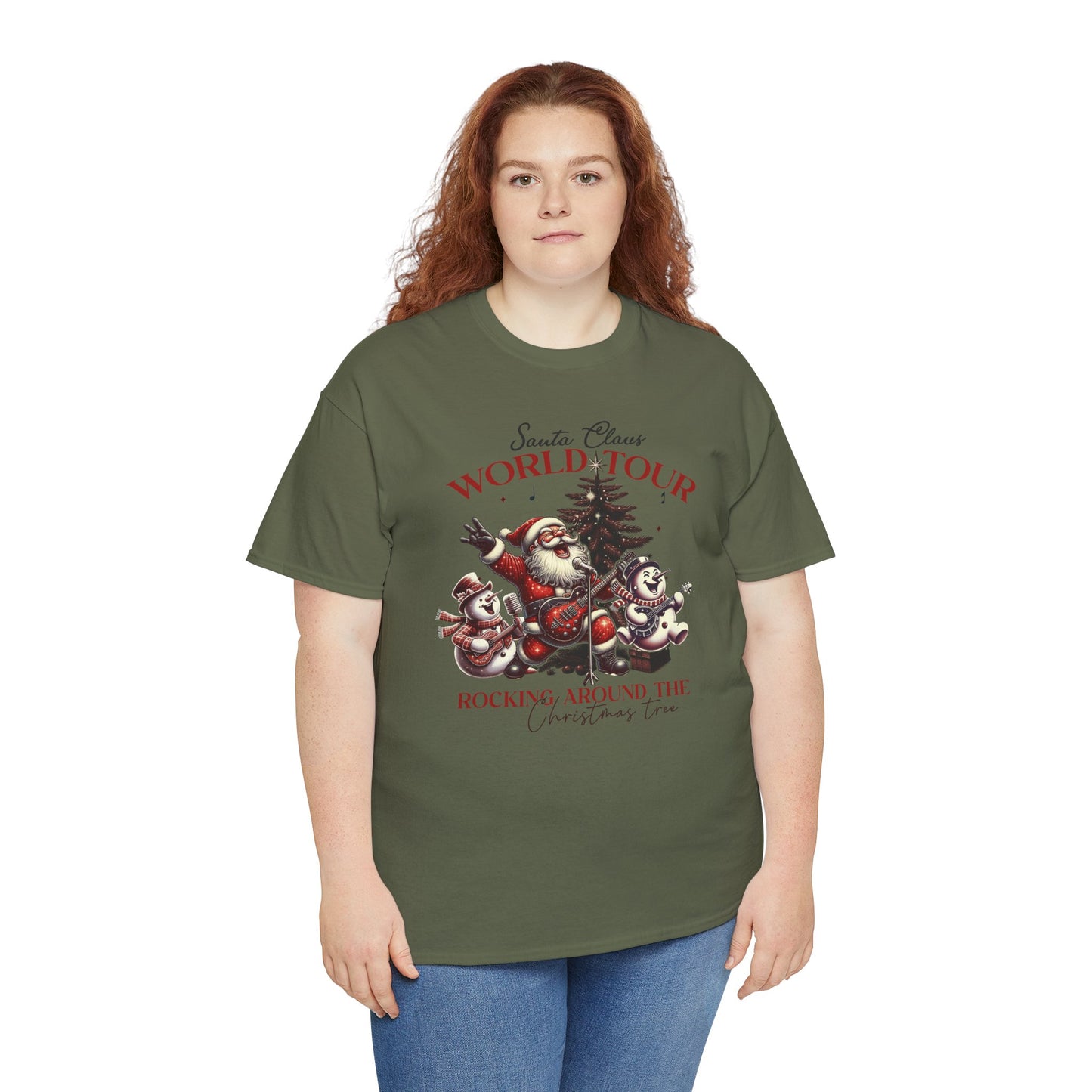 Santa Rocking around the Christmas Tree Unisex Heavy Cotton T-shirt - size S - 5X