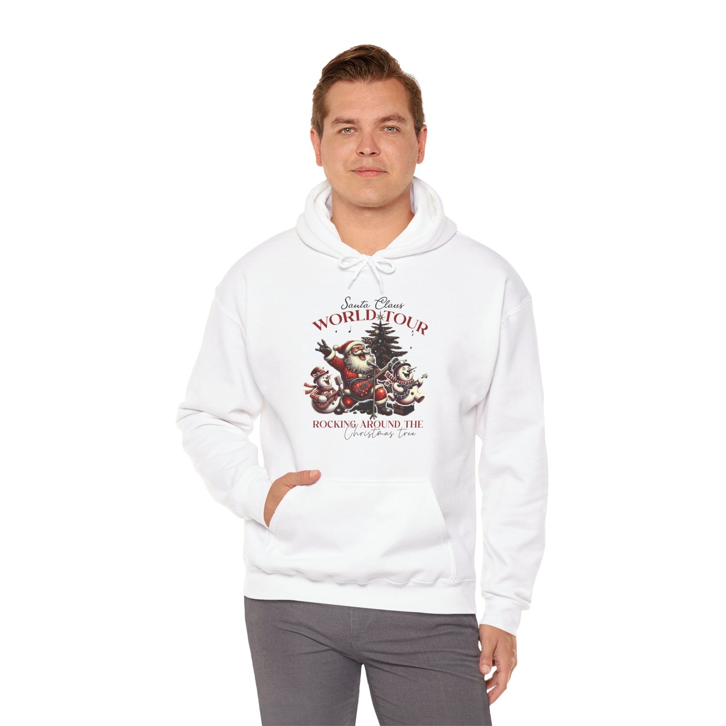 Santa Rocking Around the Christmas Tree Unisex Heavy Blend™ Hooded Sweatshirt - sizes S -3X