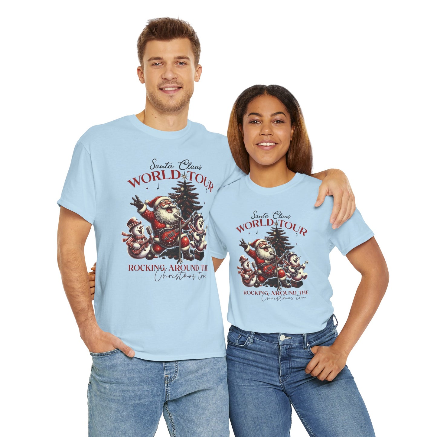 Santa Rocking around the Christmas Tree Unisex Heavy Cotton T-shirt - size S - 5X