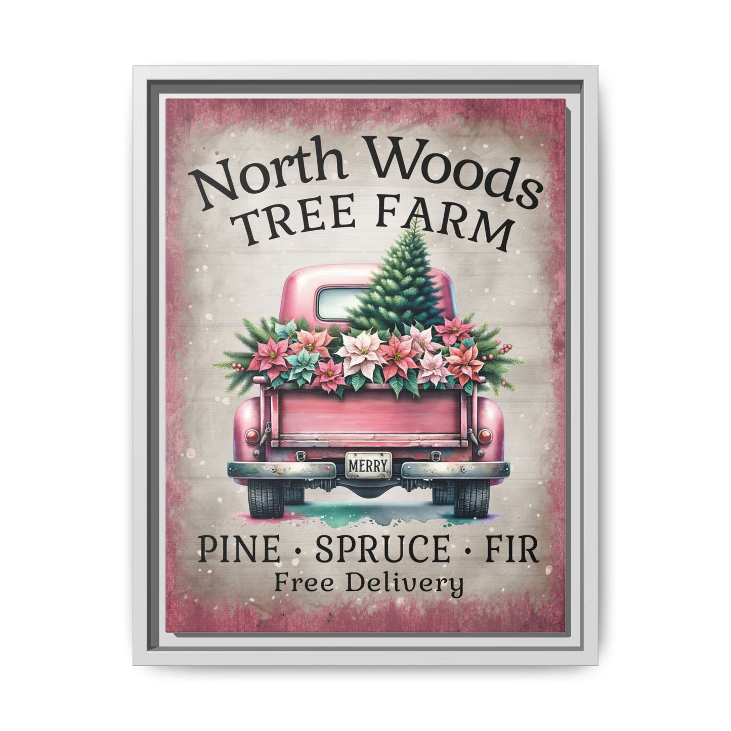 North Woods Tree Farm Matte Canvas, Framed (Multi-color)