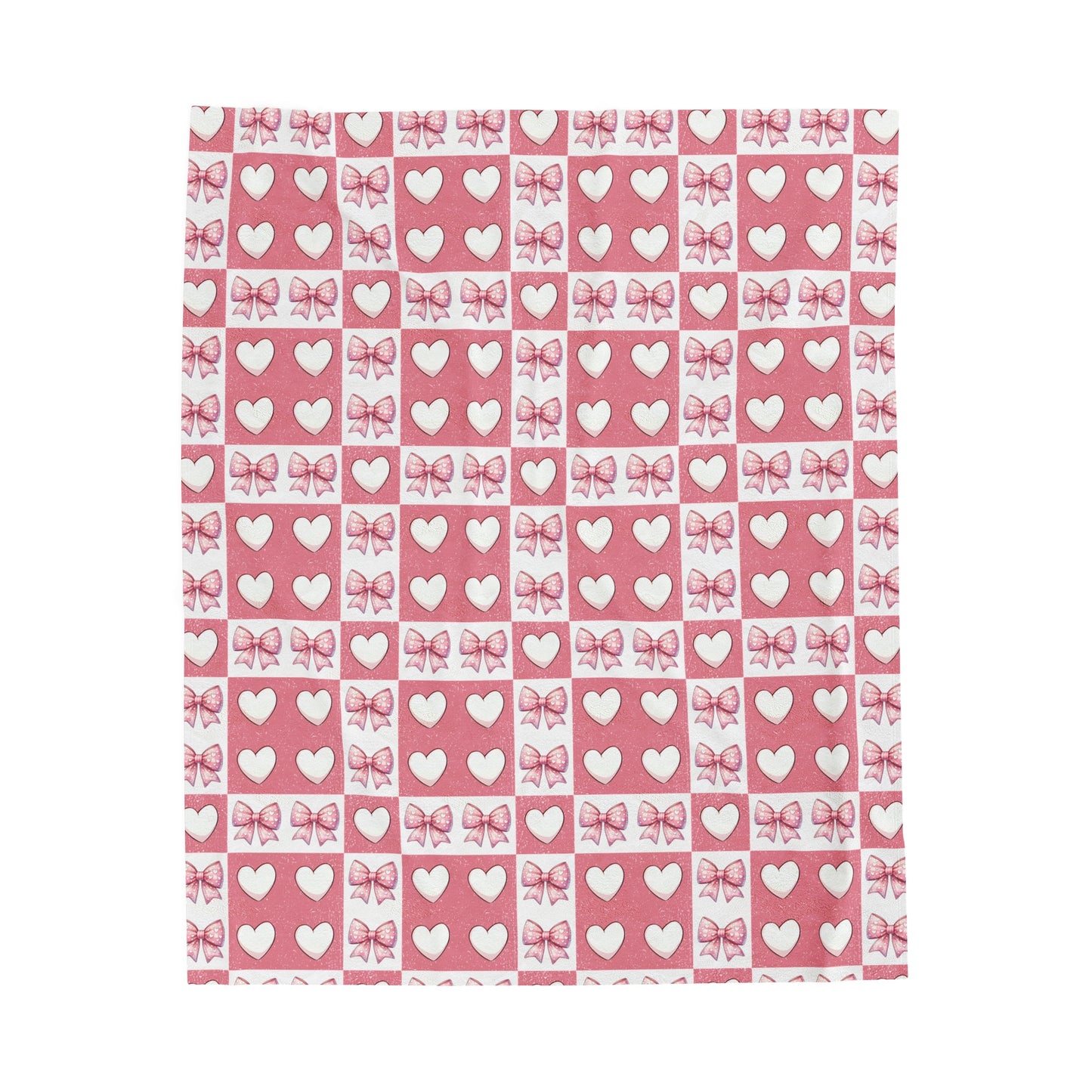Hearts and Bow Velveteen Plush Blanket