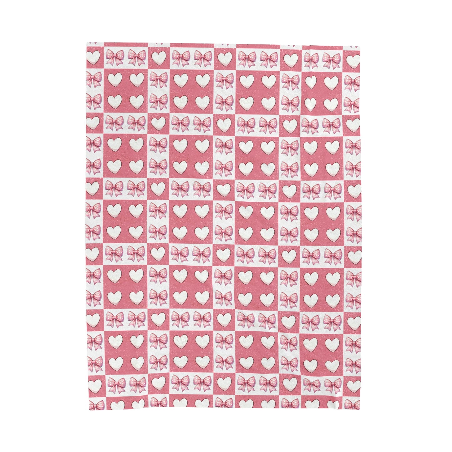 Hearts and Bow Velveteen Plush Blanket