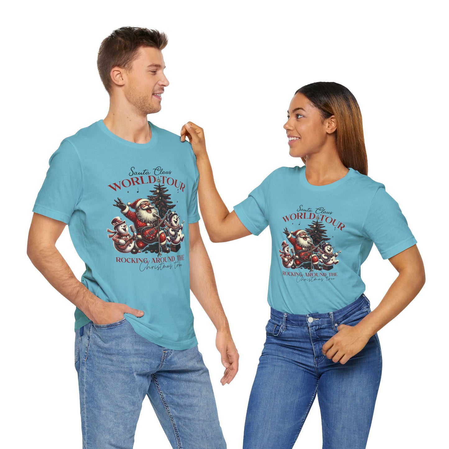 Santa Rocking Around the Christmas Tree Unisex Jersey Short Sleeve T-shirt - sizes S - 3X