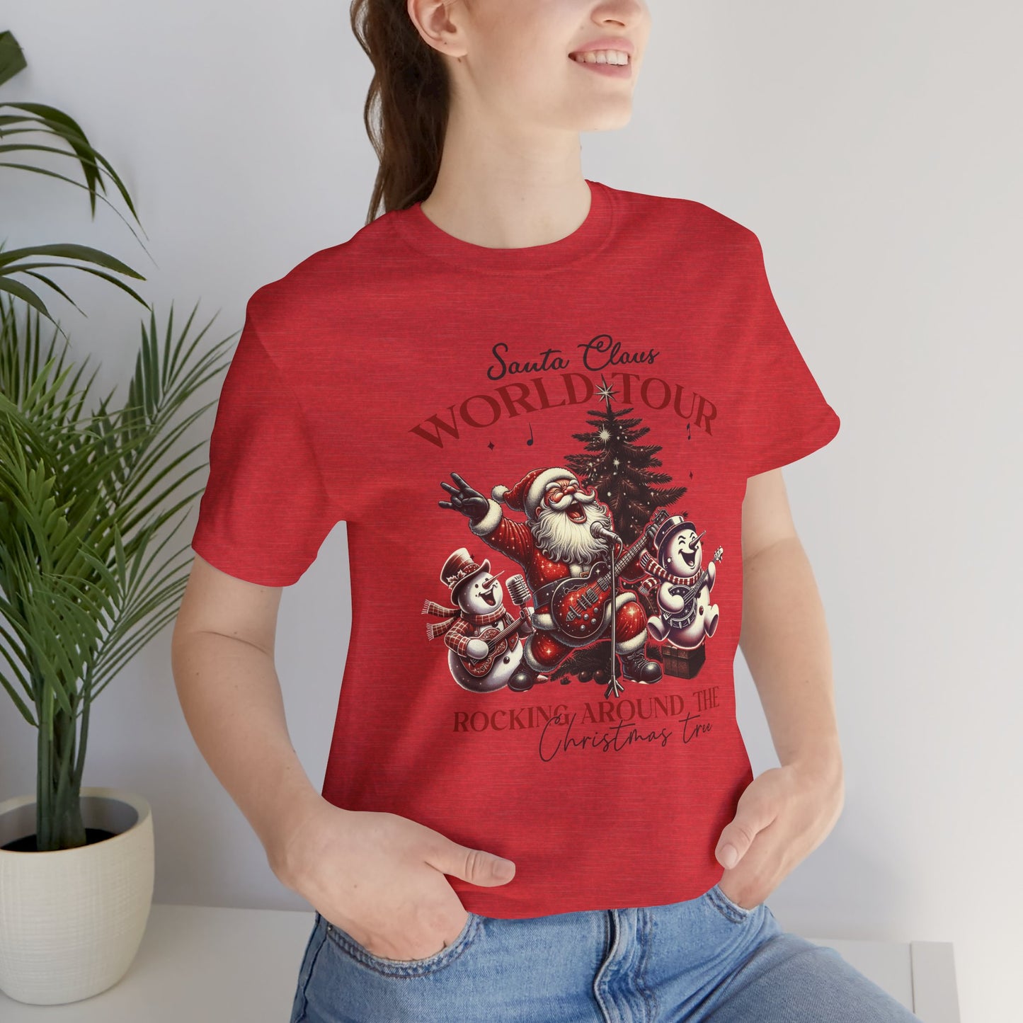 Santa Rocking Around the Christmas Tree Unisex Jersey Short Sleeve T-shirt - sizes S - 3X