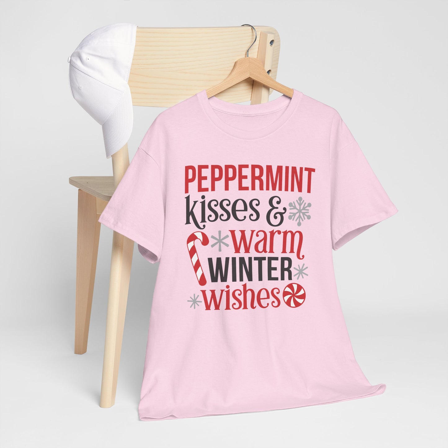 Peppermint Kisses and warm winter wishes Unisex Heavy Cotton Tee - sizes S - 5X