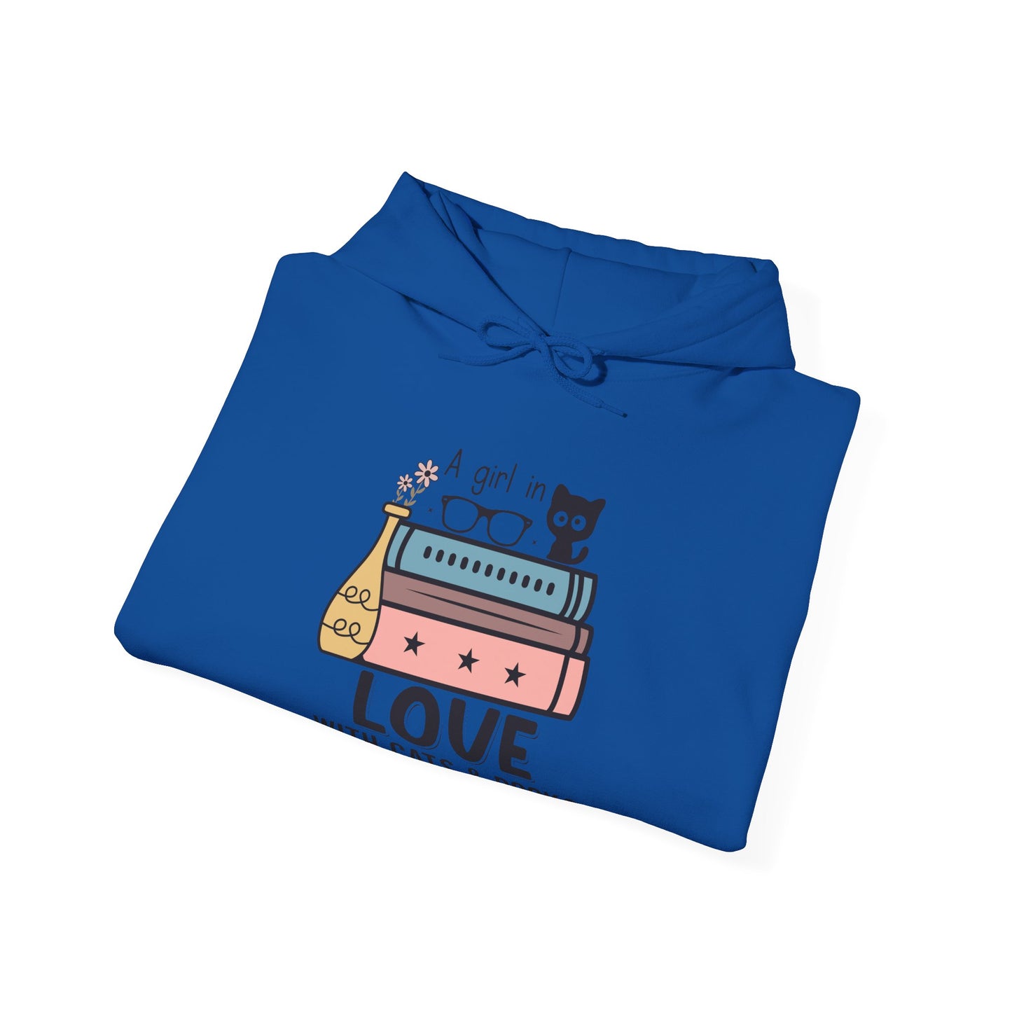 Just a Girl who loves Cats and Books Unisex Heavy Blend™ Hooded Sweatshirt - S - 5X sizes
