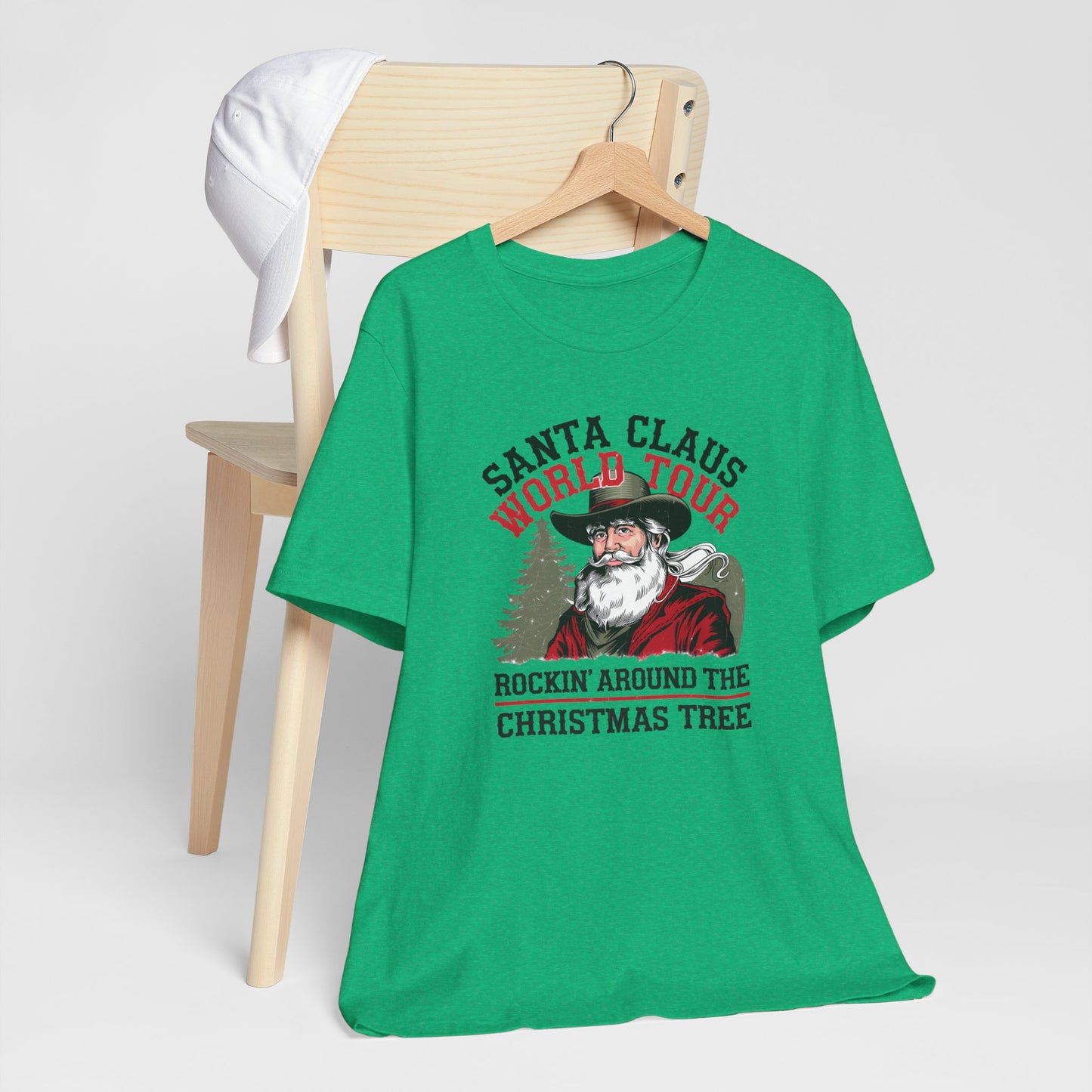 Santa's World Tour Rocking around the Christmas Tree Unisex Jersey Short Sleeve Tee - sizes S - 3X