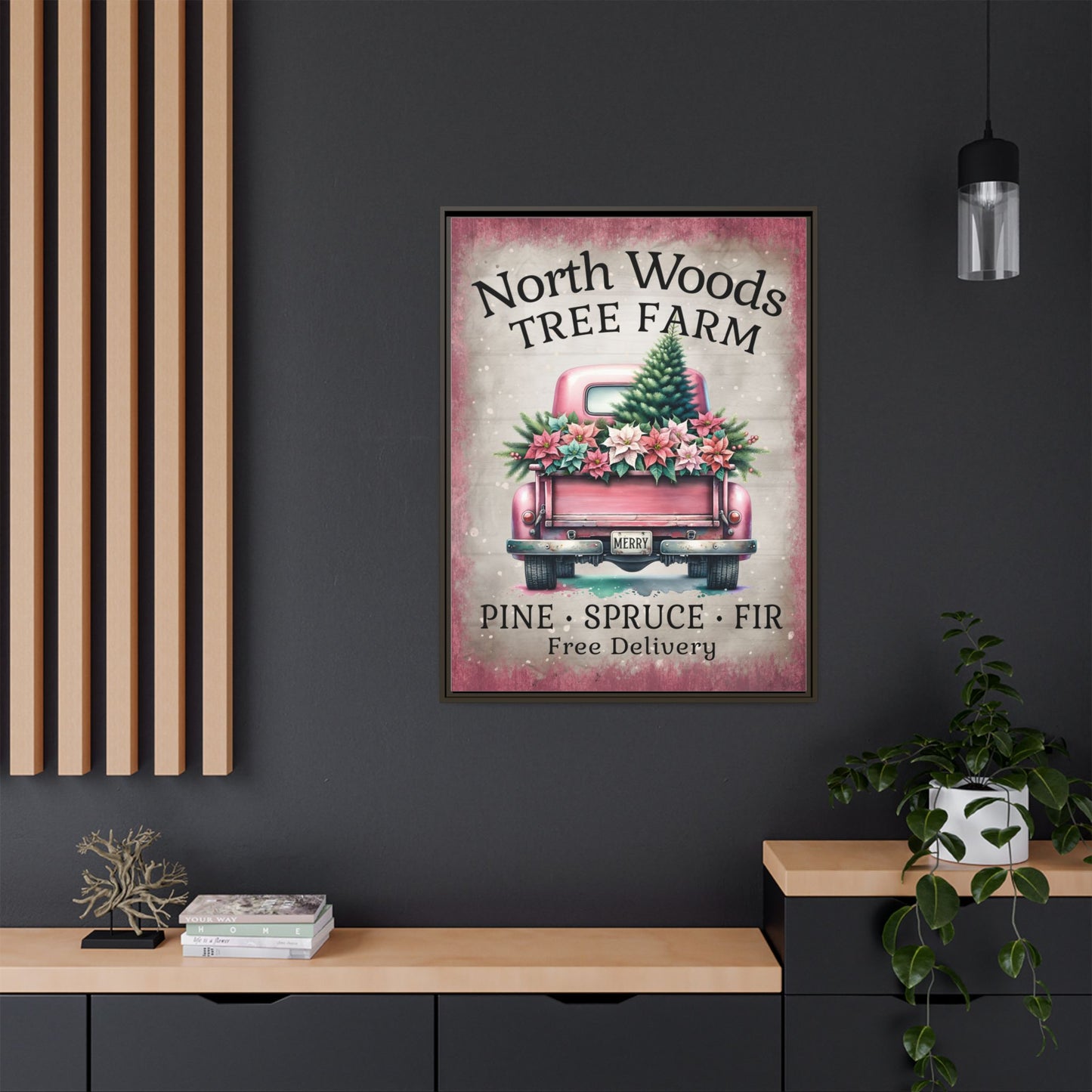 North Woods Tree Farm Matte Canvas, Framed (Multi-color)