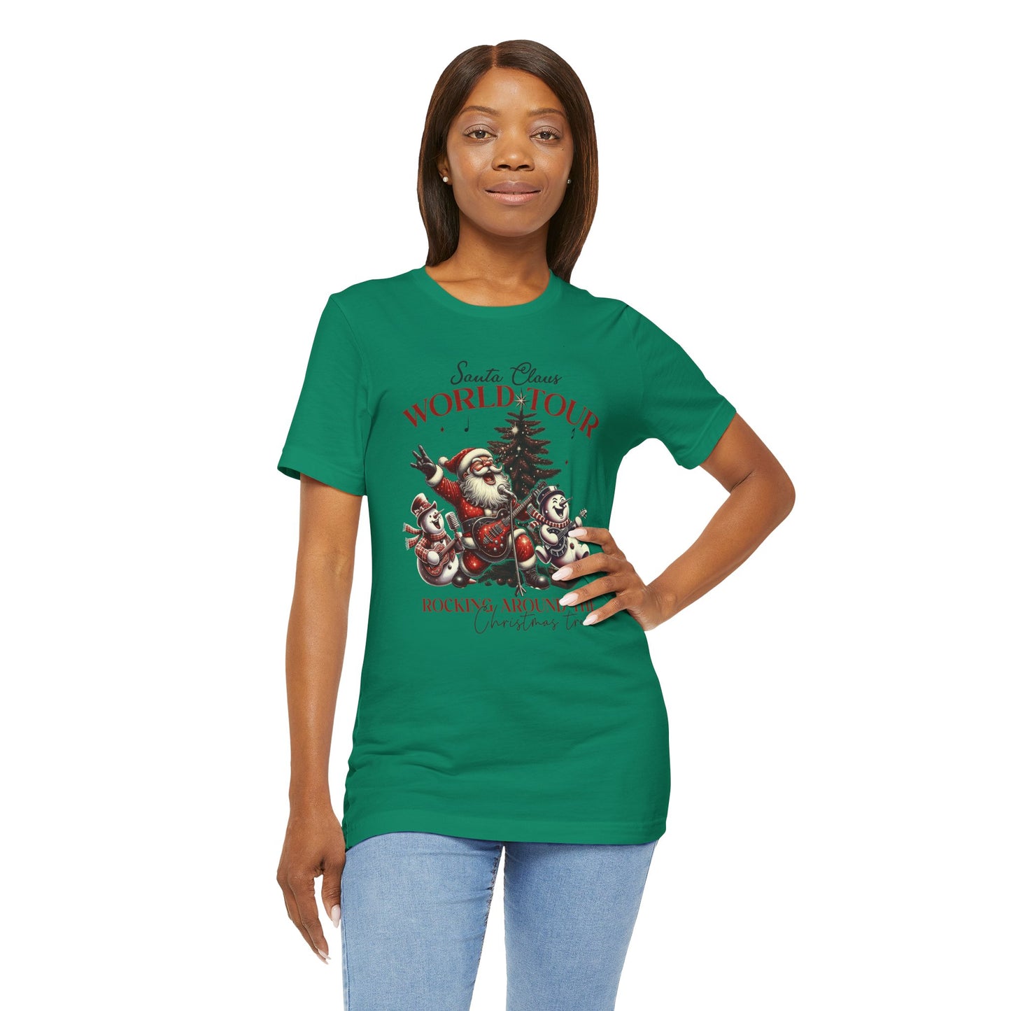Santa Rocking Around the Christmas Tree Unisex Jersey Short Sleeve T-shirt - sizes S - 3X