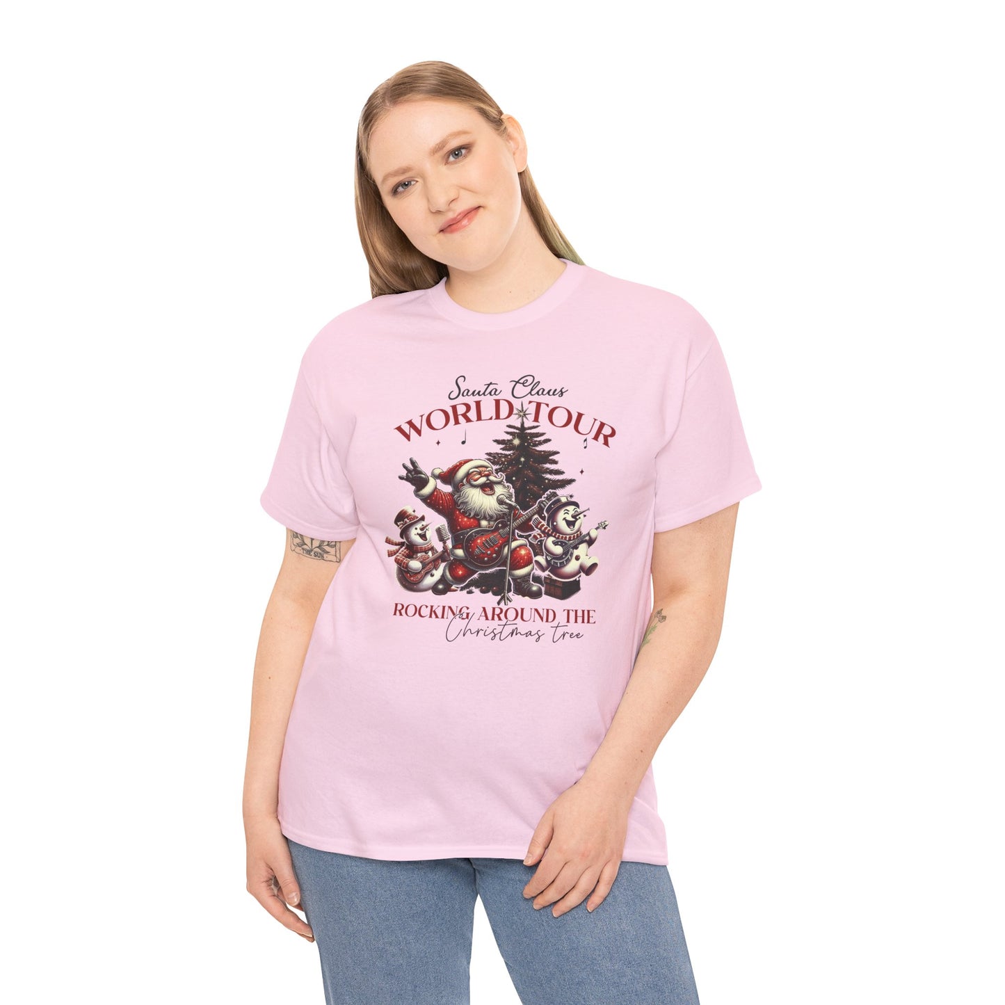 Santa Rocking around the Christmas Tree Unisex Heavy Cotton T-shirt - size S - 5X