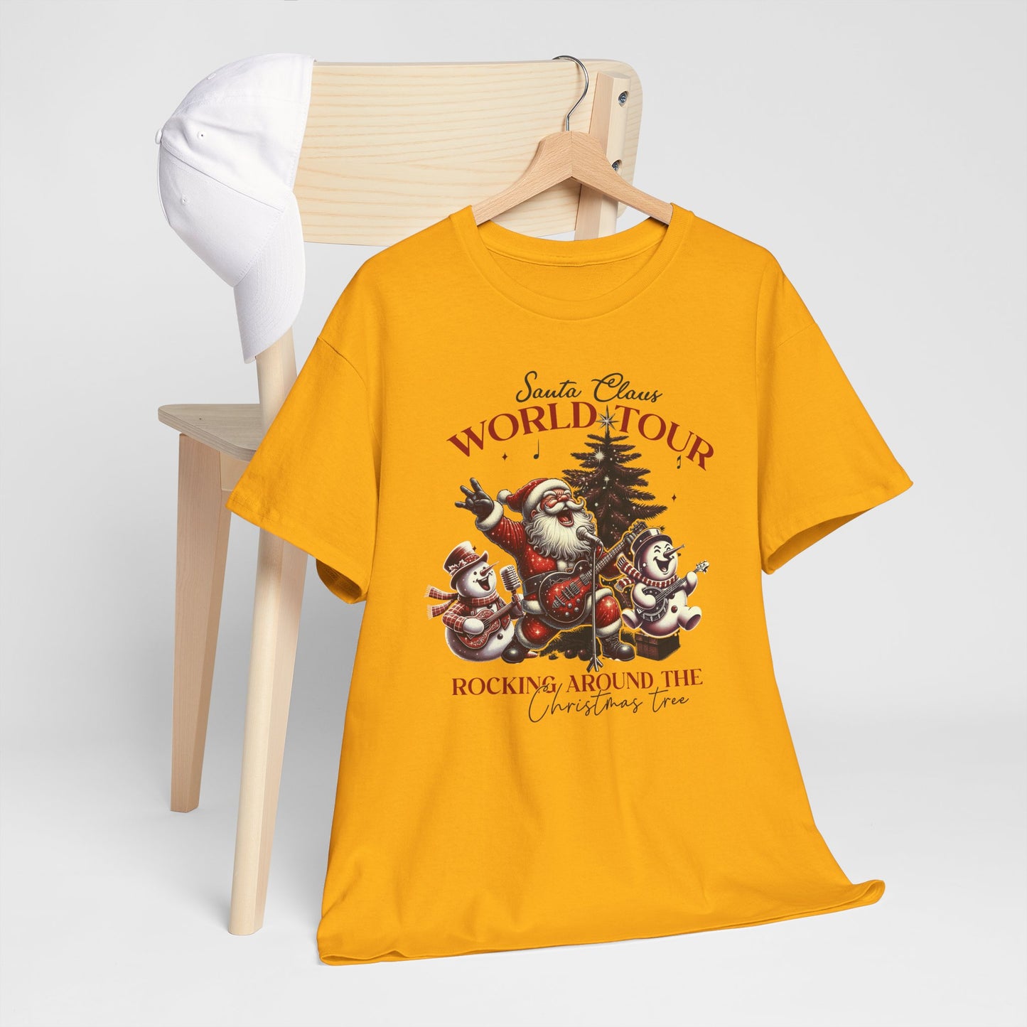 Santa Rocking around the Christmas Tree Unisex Heavy Cotton T-shirt - size S - 5X
