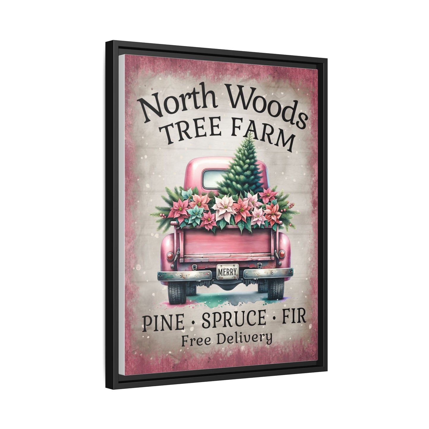 North Woods Tree Farm Matte Canvas, Framed (Multi-color)