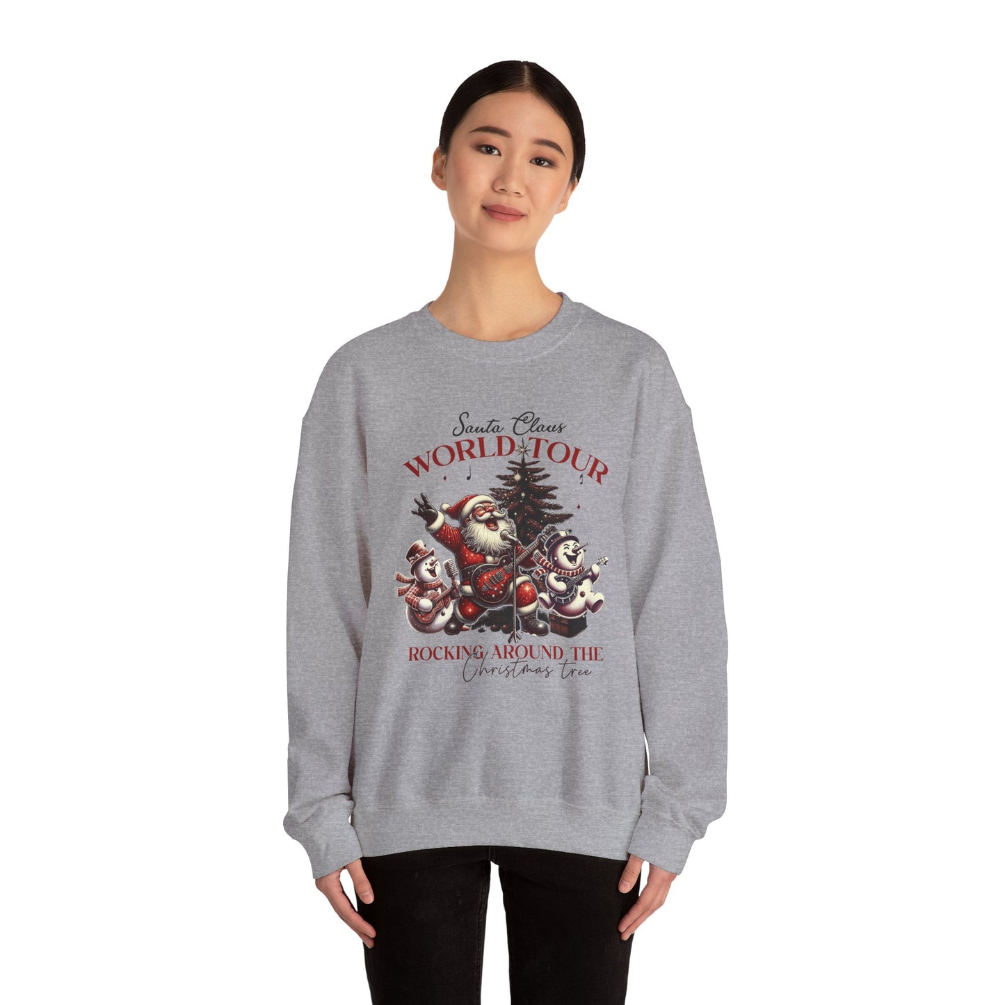 Santa Rocking Around the Christmas Tree Unisex Heavy Blend™ Crewneck Sweatshirt - Size S - 5X