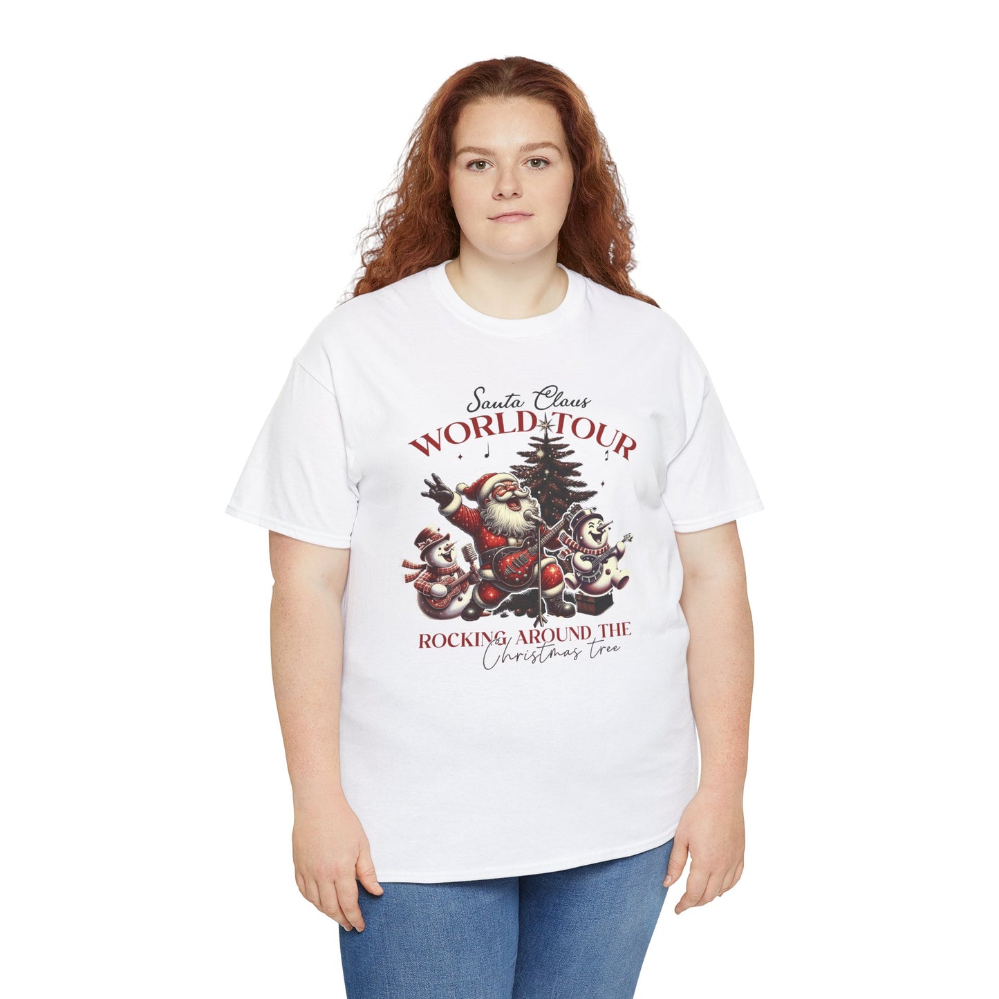 Santa Rocking around the Christmas Tree Unisex Heavy Cotton T-shirt - size S - 5X