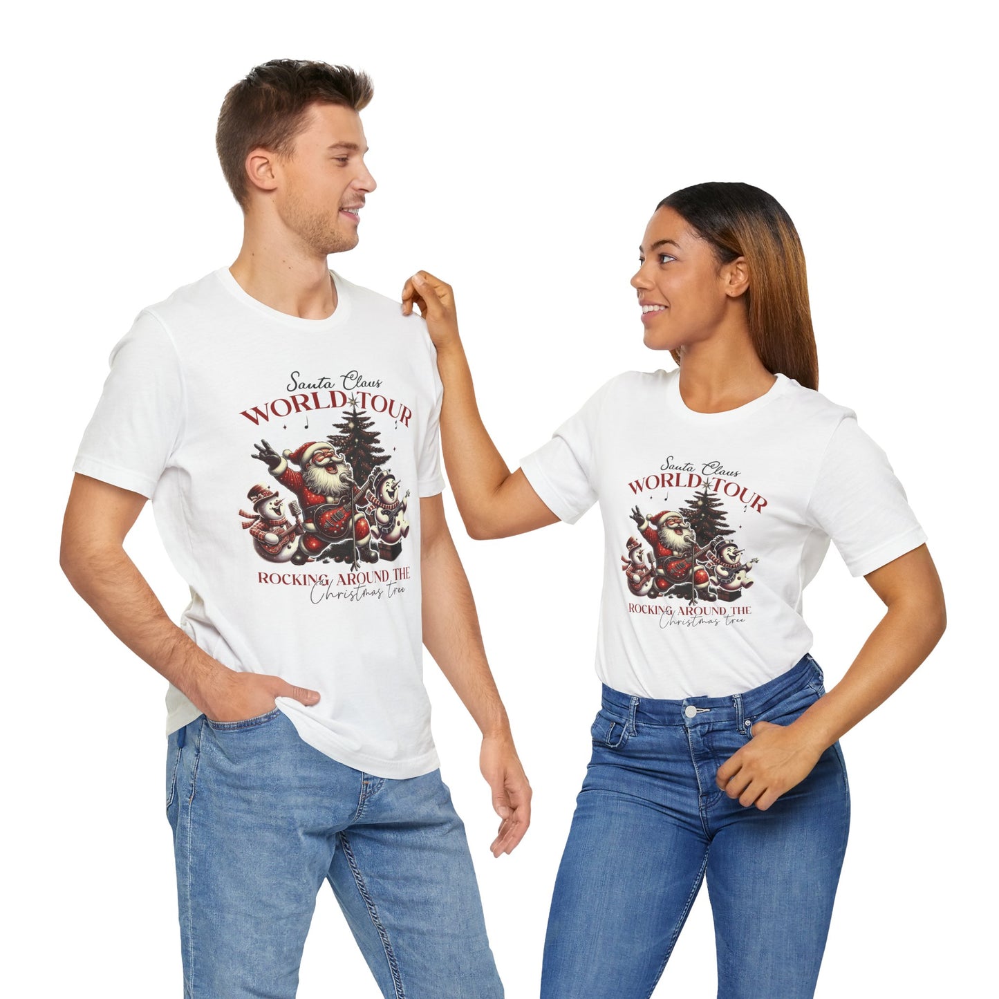 Santa Rocking Around the Christmas Tree Unisex Jersey Short Sleeve T-shirt - sizes S - 3X