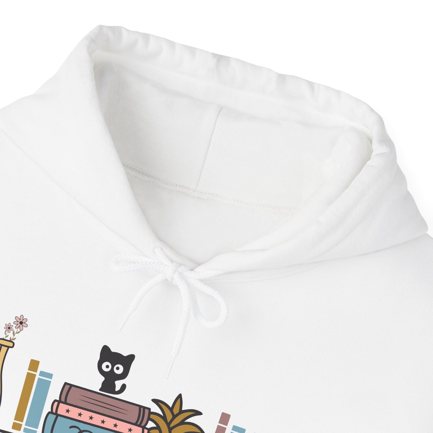 Unisex Heavy Blend™ Hooded Sweatshirt - cut cat sitting on shelf with books - S - 5X