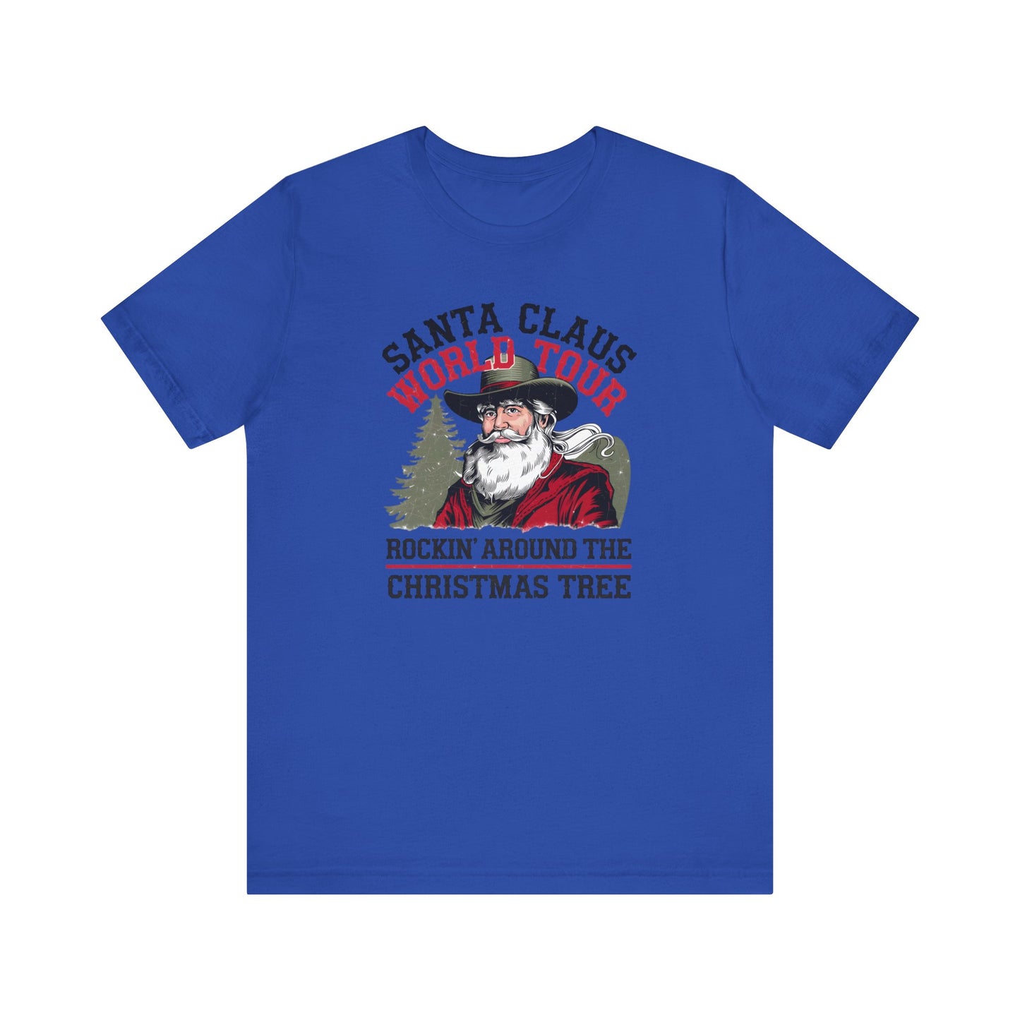 Santa's World Tour Rocking around the Christmas Tree Unisex Jersey Short Sleeve Tee - sizes S - 3X