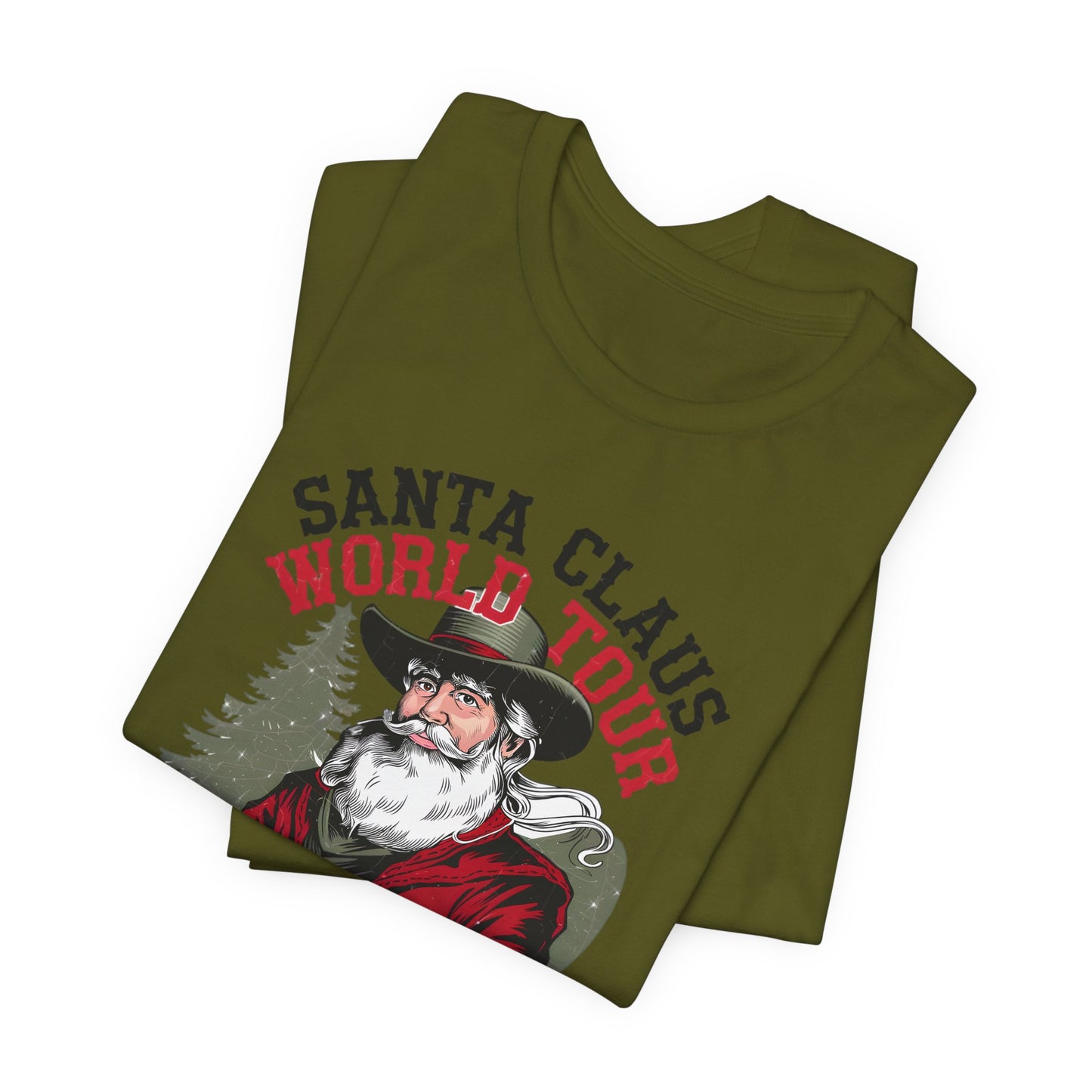 Santa Claus World tour Unisex Jersey Short Sleeve Tee - sizes S - 3X - Rocking around the Christmas Tree