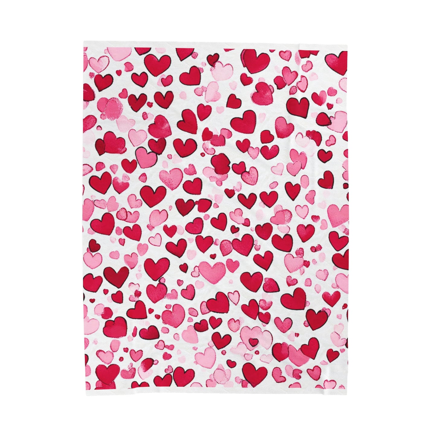 Hearts Pattern Velveteen Plush Blanket - 3 sizes