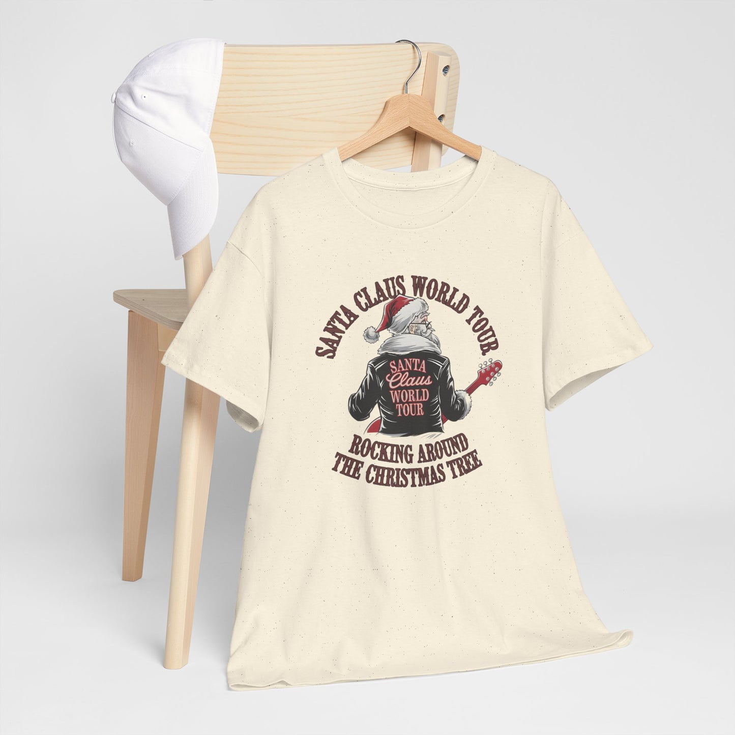 Santa Claus World Tour Unisex Heavy Cotton Tee - sizes S - 3X - Rocking around the Christmas Tree