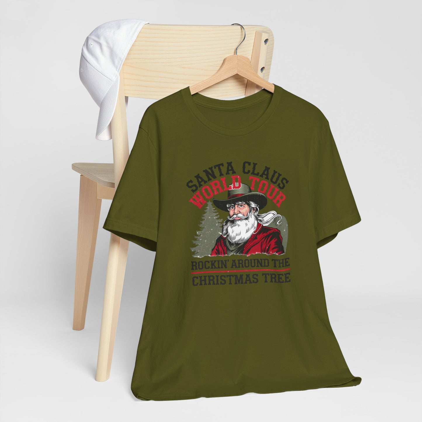 Santa Claus World tour Unisex Jersey Short Sleeve Tee - sizes S - 3X - Rocking around the Christmas Tree